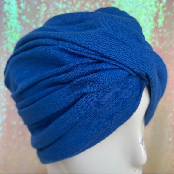 60s/70s Blue Layered Fold Turban - Picture 9 of 13
